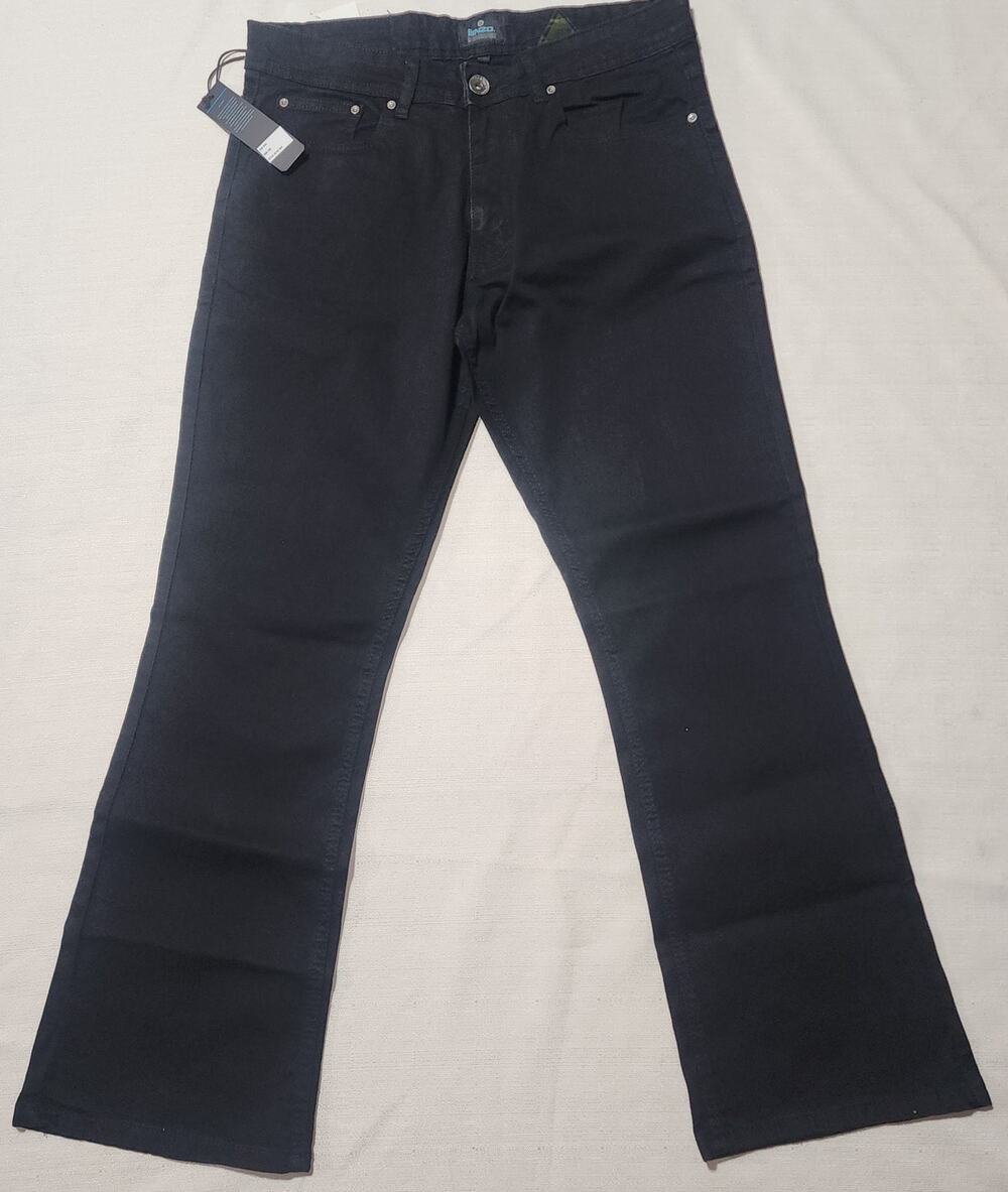 ENZO Bootcut Black Men's Dark Wash Jeans Style 989/UK.83 W34''L40''